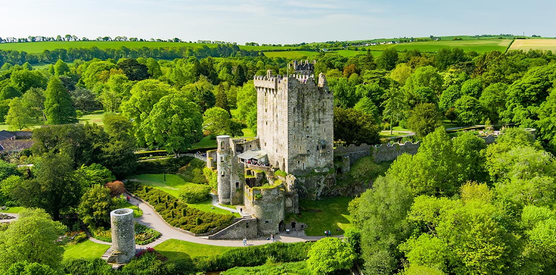 A view towards Blarney Castle in Ireland